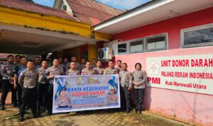 Polres Morowali Utara gelar donor darah dalam HUT Lalu Lintas Bhayangkara ke-70