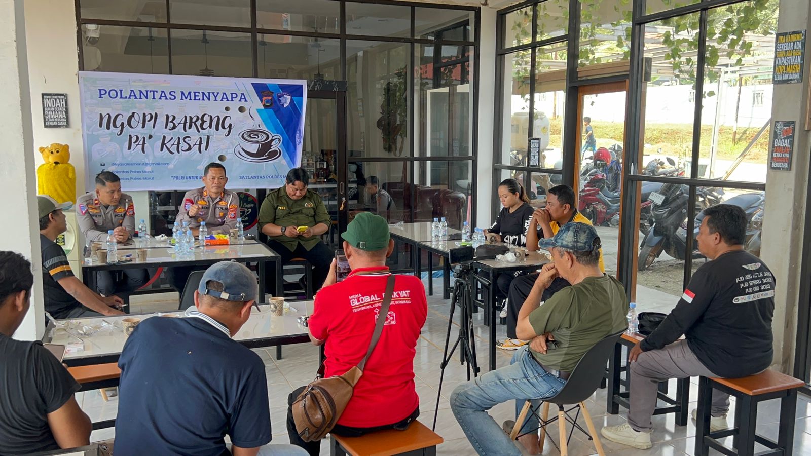 Ngopi Bareng Media Satlantas Polres Morut di Kolonodale