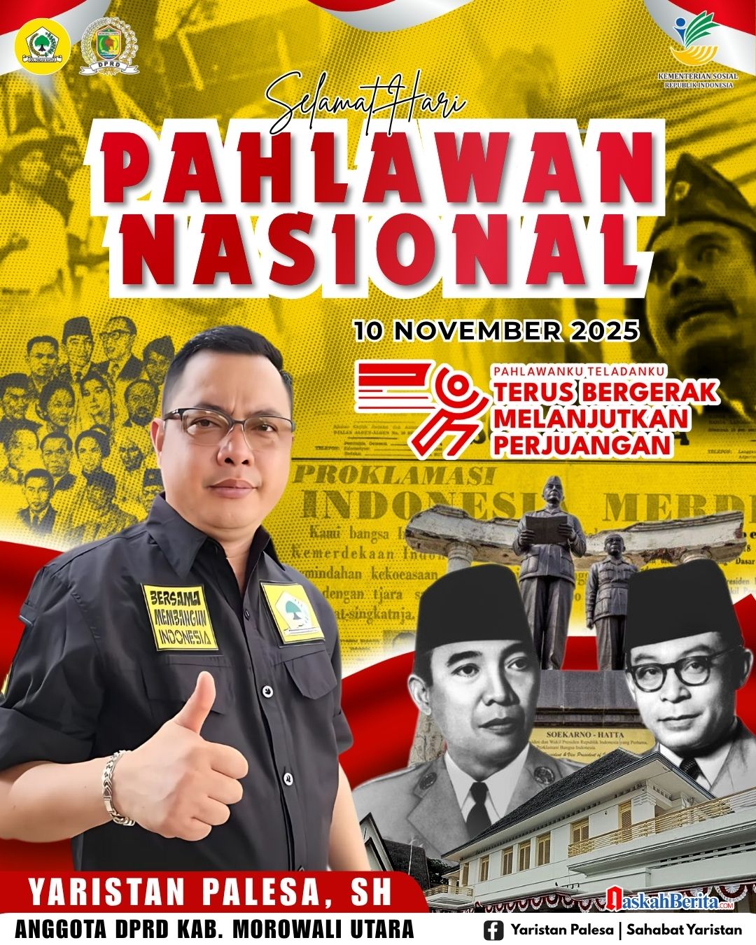 Ucapan Selamat Hari Pahlawan Nasional Dari Anggota DPRD Morowali Utara Yaristan Palesa, SH