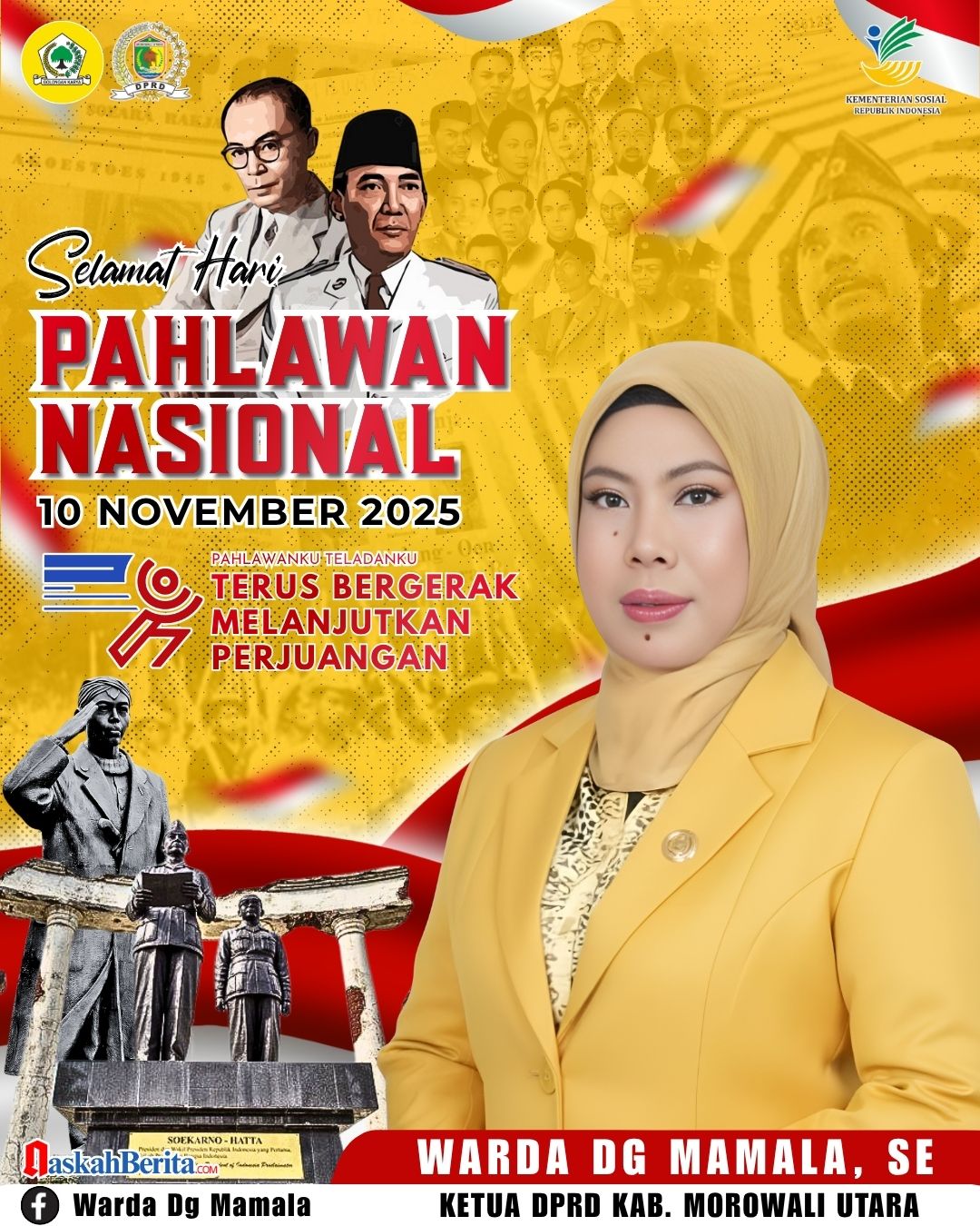 Ucapan Selamat Hari Pahlawan dari Ketua DPRD Morowali Utara, Warda Dg Mamala, SE